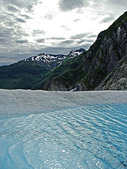 A large pool of melted glacial ice