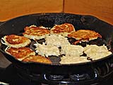 Browning coconut pancakes to a crisp