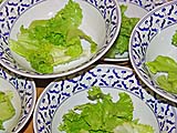 Bowls ready with bite sized lettuce