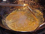 Reducing peppery sauce (shrimp stock)
