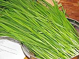 Fresh garlic chives for chive cakes